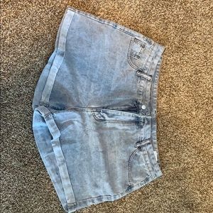 High waisted jean shorts.